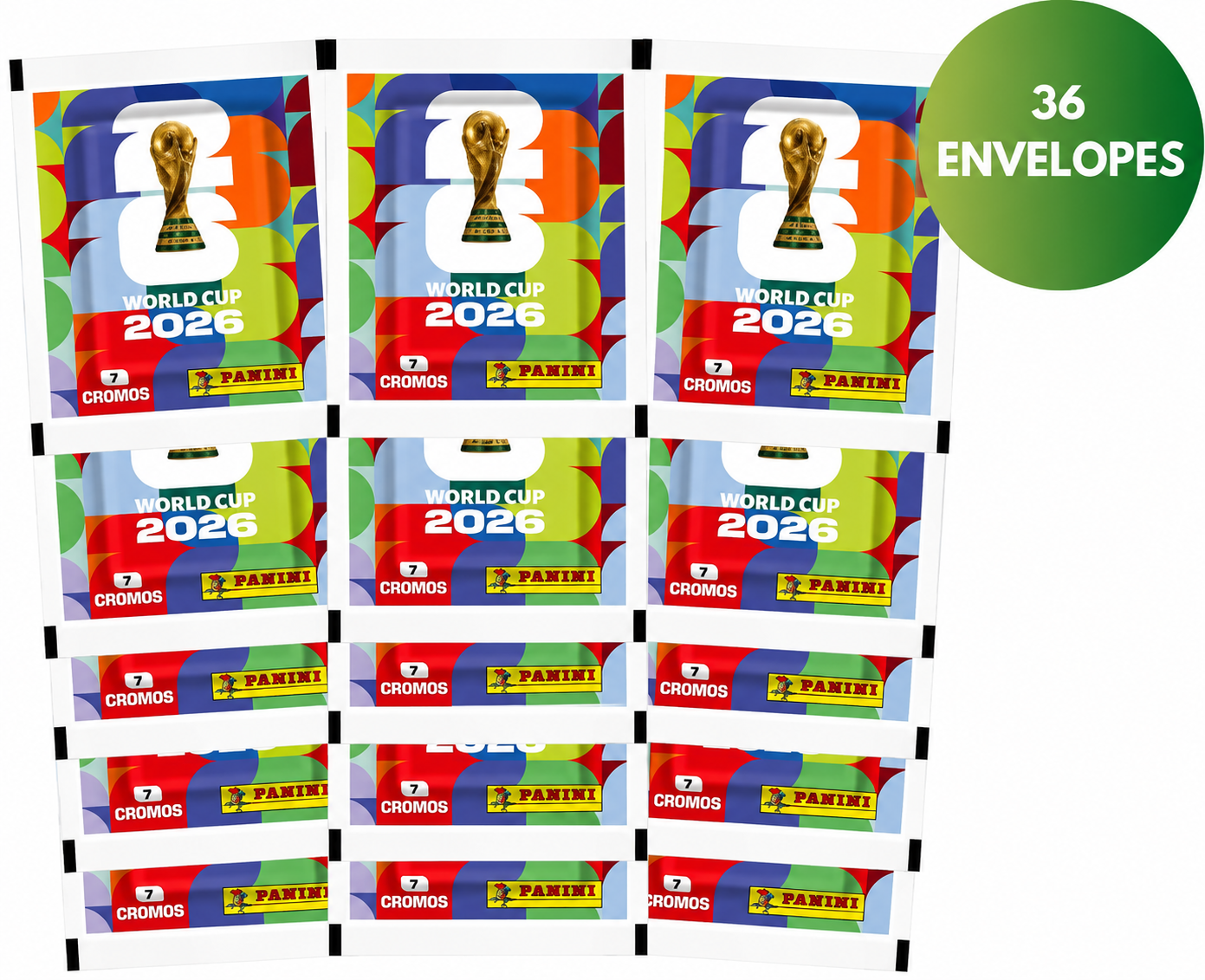 Kit 36 Envelopes Figurinhas Copa do Mundo 2026 + Cartela Capa Comum