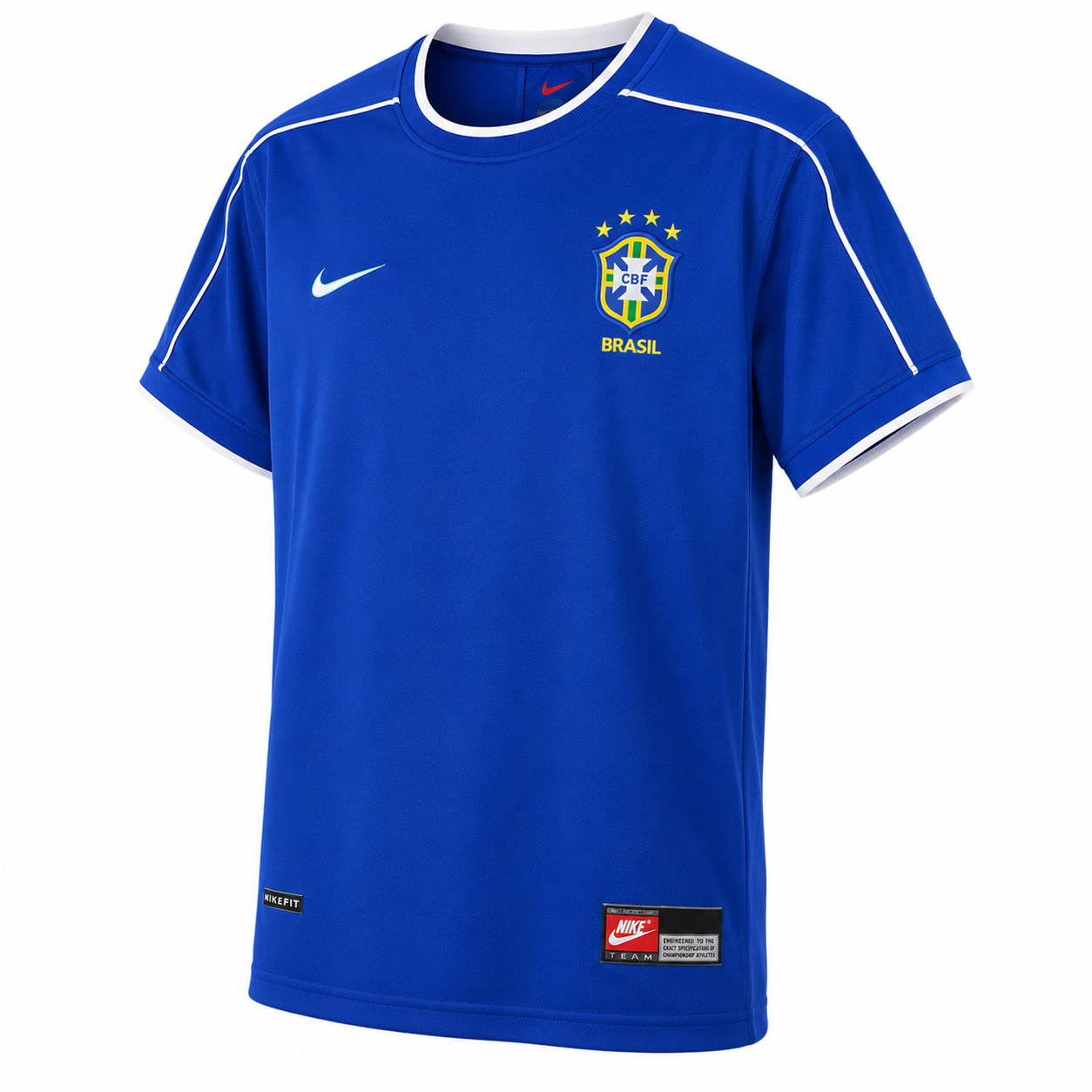 Camisa Brasil Retrô 1998 Azul Away Copa da França Masculina