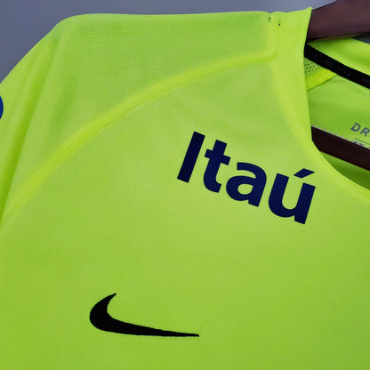 Camisa Brasil Retrô Treino 2010 Amarela Fluorescente Masculina