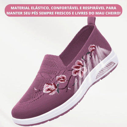 Tênis Anatômico Feminino Com Amortecimento Sport Flowers - Lançamento
