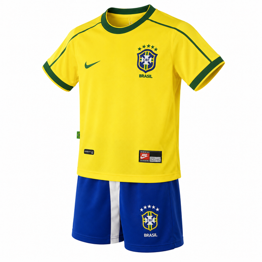 Kit Infantil Brasil Retrô 1998 Amarelo Copa da França