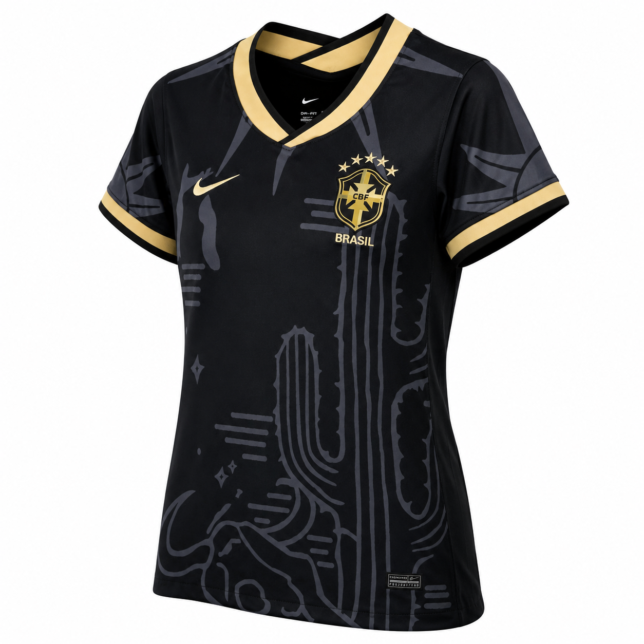 Camisa Seleção Brasileira Edição Especial Nordeste 2022/2023 Preta Dourada Feminina