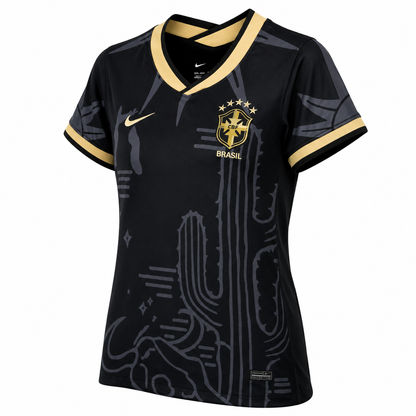 Camisa Seleção Brasileira Edição Especial Nordeste 2022/2023 Preta Dourada Feminina