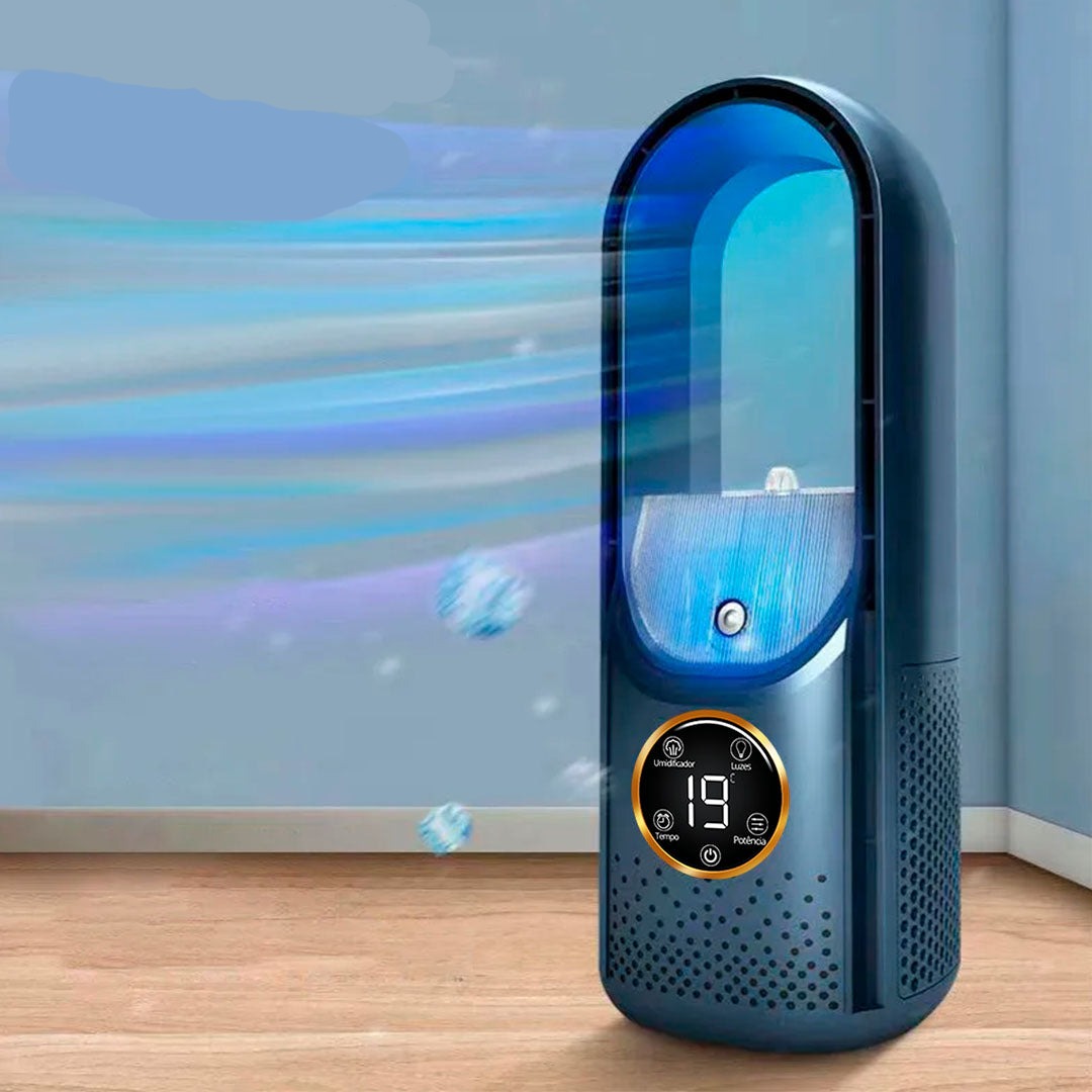 Ventilador e Umidificador - Torre Portátil sem Hélices