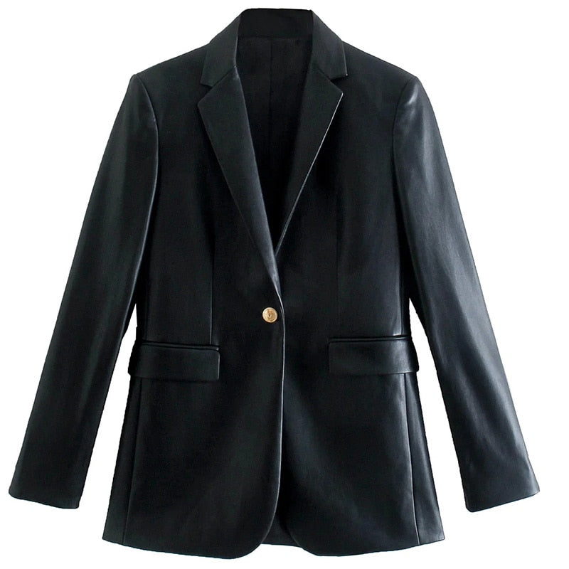 Jaqueta em Couro Vintage-Feminina