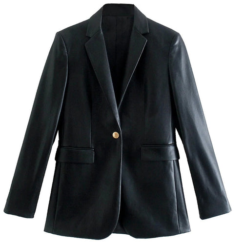 Jaqueta em Couro Vintage-Feminina