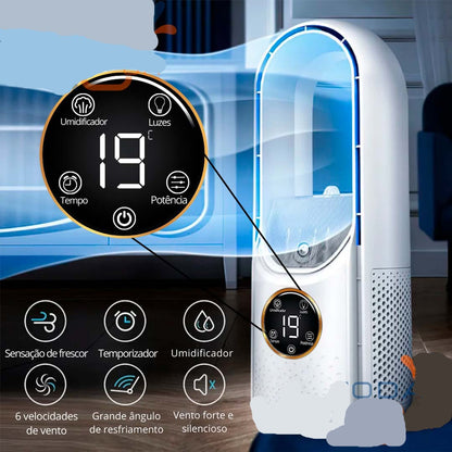 Ventilador e Umidificador - Torre Portátil sem Hélices