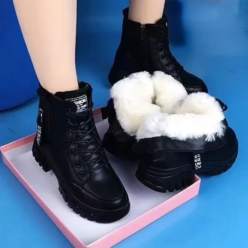 Bota Feminina Sola Grossa Forro de Algodão Para Inverno