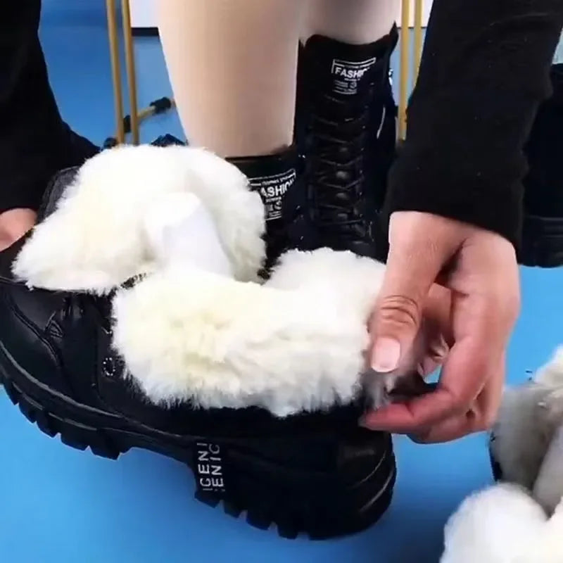 Bota Feminina Sola Grossa Forro de Algodão Para Inverno