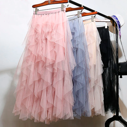Saia de Tule - Modelo Midi + Brinde 1 Par De Brinco Banhado a Ouro