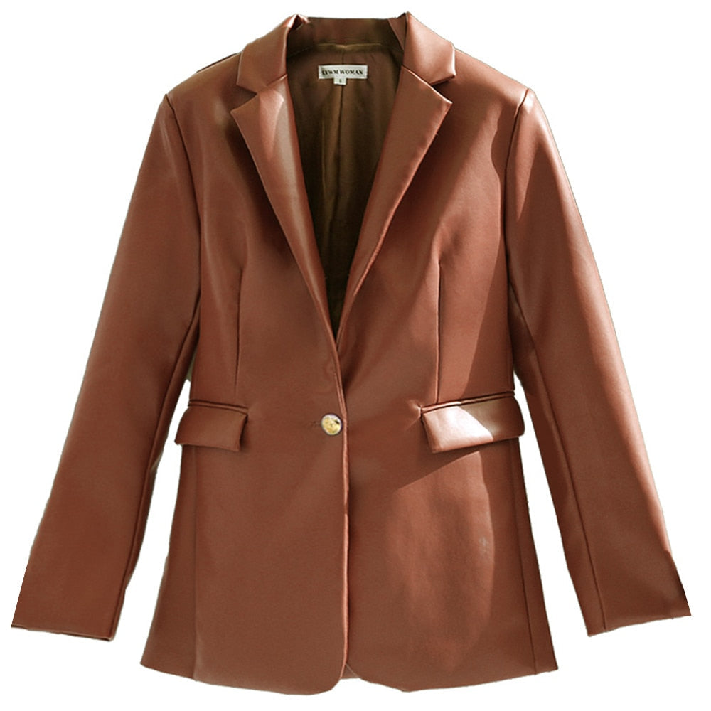 Jaqueta em Couro Vintage-Feminina