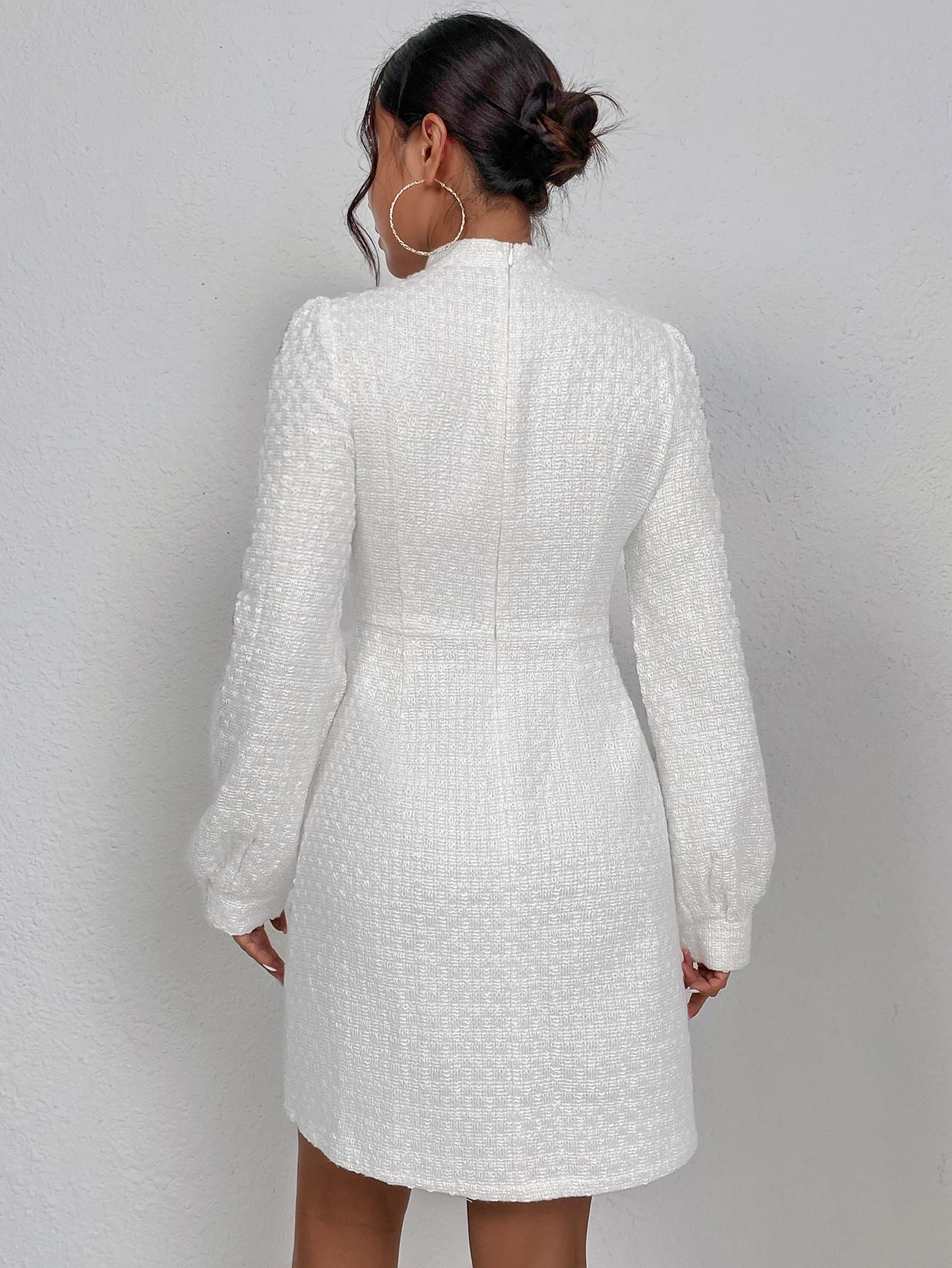Vestido Midid Branco elegante- Francis  Outono/ inverno