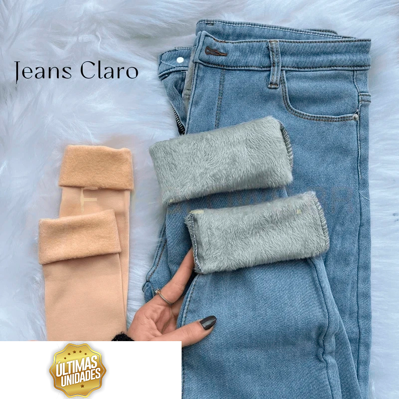Calça Jeans com Elastano Peluciada