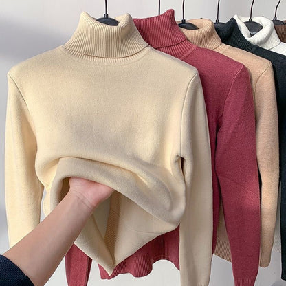 Suéter Feminino Gola Alta Forrado com Pelúcia Térmica