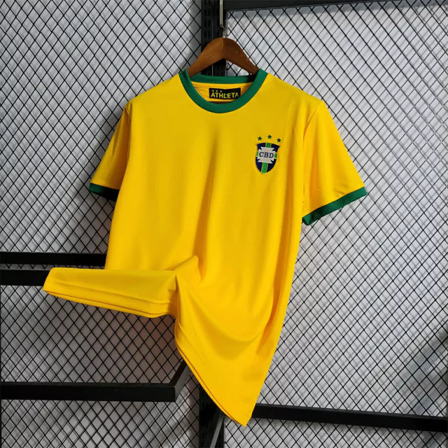 Camisa Brasil Retrô 1970 Amarela Tri Campeão Masculina