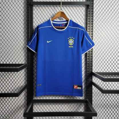 Camisa Brasil Retrô 1998 Azul Away Copa da França Masculina