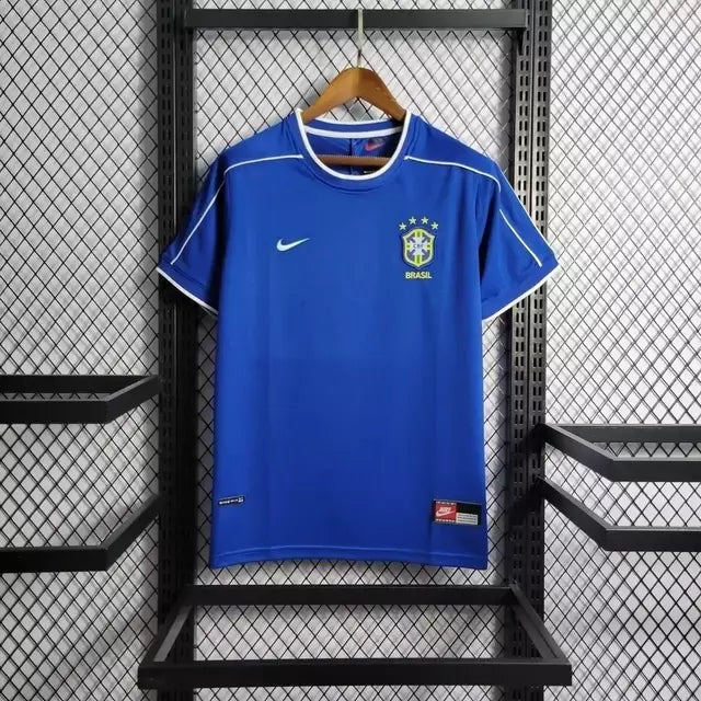 Camisa Brasil Retrô 1998 Azul Away Copa da França Masculina