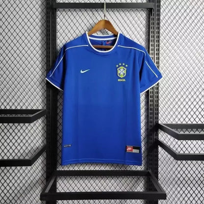 Camisa Brasil Retrô 1998 Azul Away Copa da França Masculina