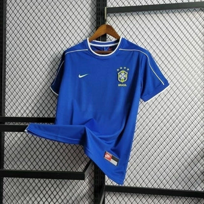 Camisa Brasil Retrô 1998 Azul Away Copa da França Masculina