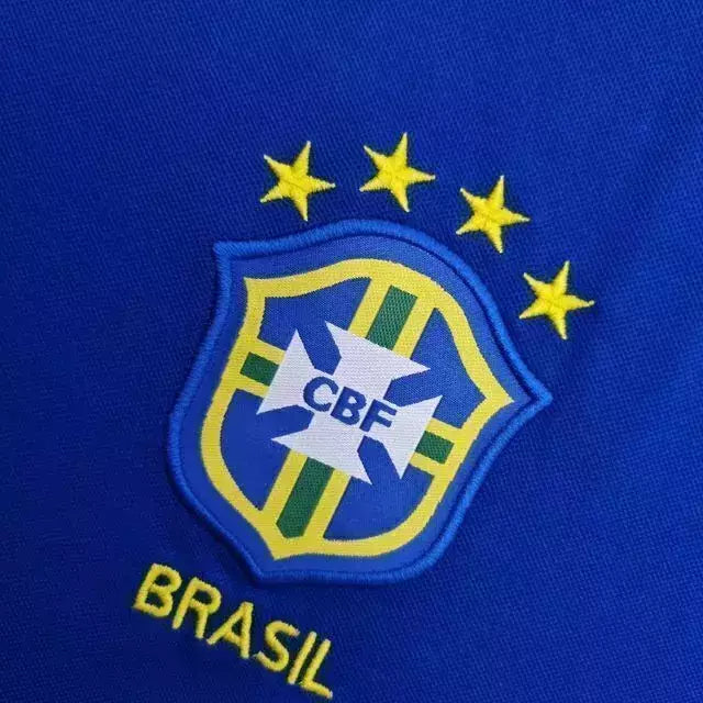 Camisa Brasil Retrô 1998 Azul Away Copa da França Masculina