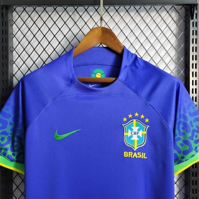 Camisa Brasil Retrô 2022 Azul Onça Away Masculina
