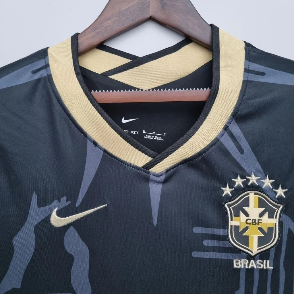 Camisa Seleção Brasileira Edição Especial Nordeste 2022/2023 Preta Dourada Feminina