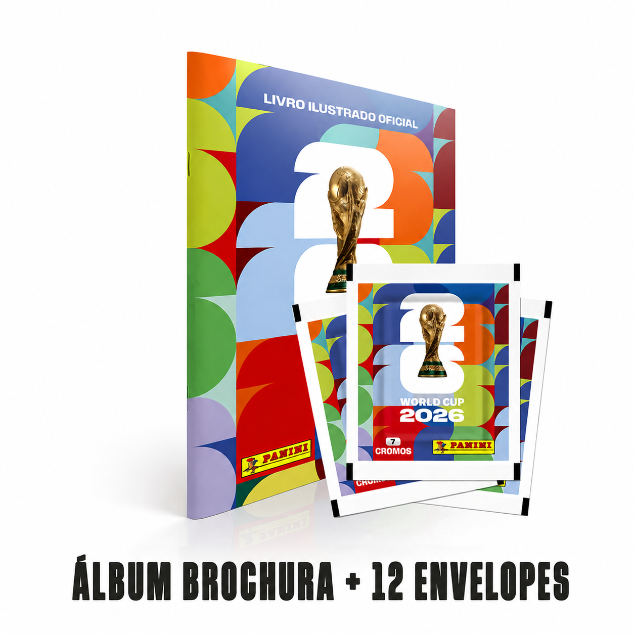 Kit 12 Envelopes Figurinhas Copa do Mundo 2026 + Cartela Capa Comum
