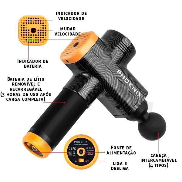 Massageador Muscular Profissional - Pistola Phoenix Body Shaping