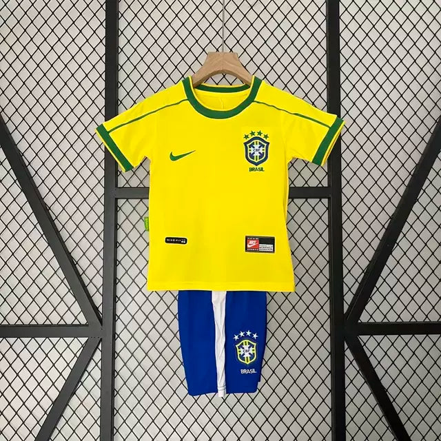 Kit Infantil Brasil Retrô 1998 Amarelo Copa da França