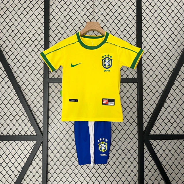 Kit Infantil Brasil Retrô 1998 Amarelo Copa da França